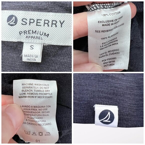 Sperry Navy Blue Lightweight Cotton Hoodie Slouchy Sweatshirt Small - Picture 3 of 9